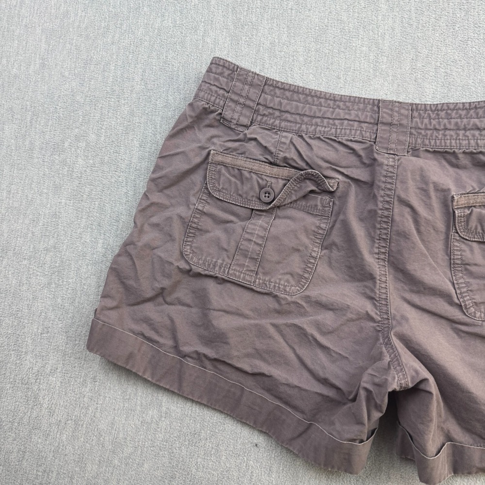 The North Face Shorts Women 12 Gray Purple Chino Flat Front Cuffed Hiking Cotton - Picture 13 of 14